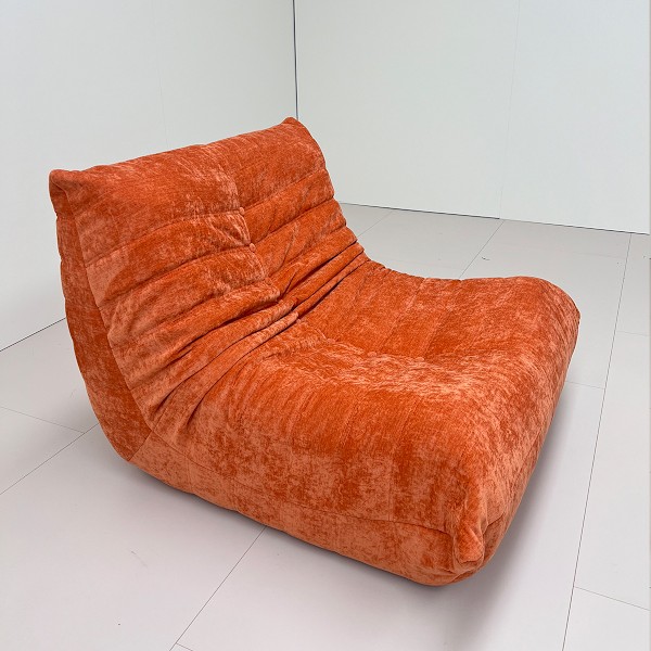 Togo ensitsig soffa - orange - ingen montering, dubbelskikts skum, ergonomisk design, mjuk klädsel orange