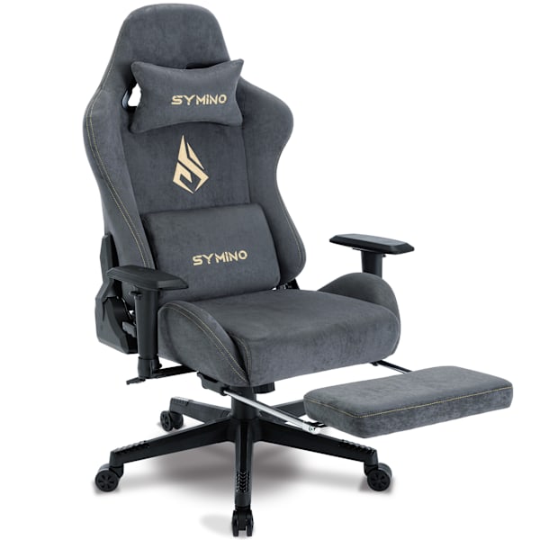 Symino MP Ergonomisk Kontorsstol Racing Seat Design 200 kg Viktbärande Svängbar gamingstol med fotstöd grå