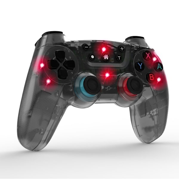 Trådlös gamepad för Switch, Controller, Bluetooth, 7-färgs ljuseffekt svart