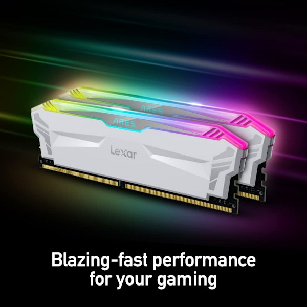 Lexar ARES 32G(16GX2) 7200Mhz Hynix RGB Belyst Dual Memory Stick Kit Vit vit