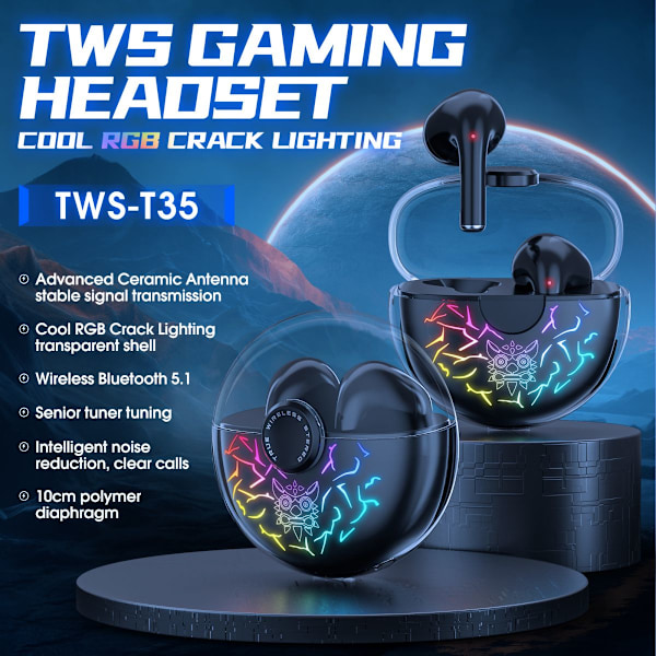 ONIKUMA T35 Black Earbuds TWS Bluetooth-hörlurar för iPhone och Android svart