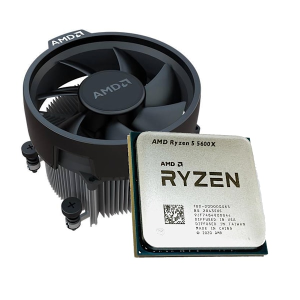 Helt nya AMD Ryzen 5 5600X Tray Processor med kylare svart