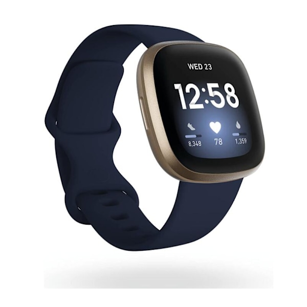 Fitbit Versa 3 40mm gold dial blue silicone strap Sports GPS watch blå