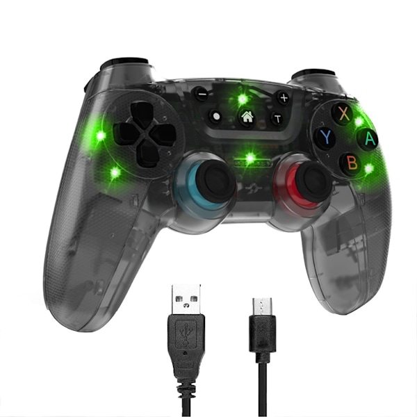 Trådlös gamepad för Switch, Controller, Bluetooth, 7-färgs ljuseffekt svart