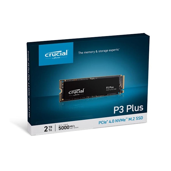 Crucial SSD P3 PLUS 2TB PCI Express 4.0 x4 M.2 2280 bulk svart