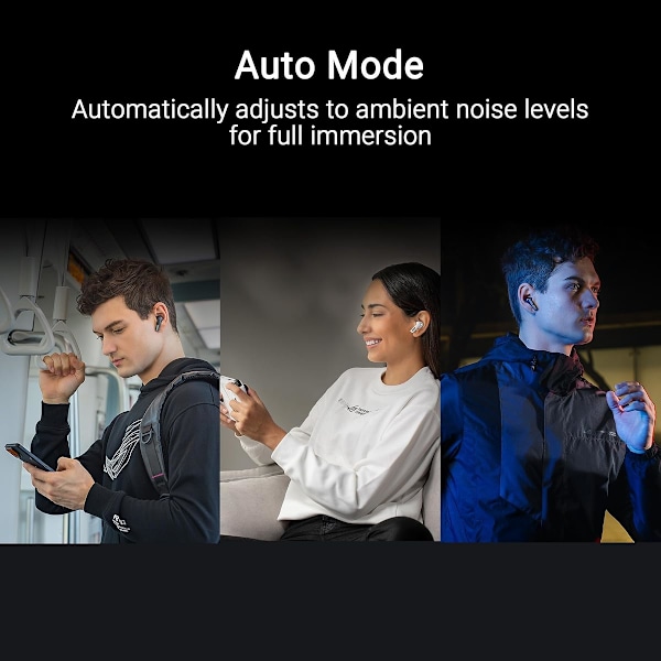 ASUS ROG Cetra True Wireless Gaminghörlurar 2,4 GHz och Bluetooth 5.3, Conduction AI Mikrofoner, Svart svart