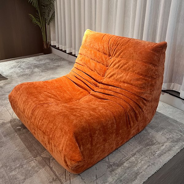 Togo ensitsig soffa - orange - ingen montering, dubbelskikts skum, ergonomisk design, mjuk klädsel orange