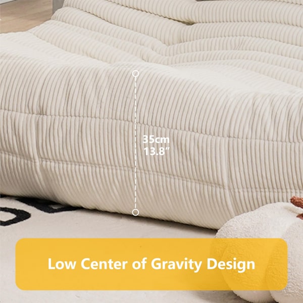 Togo Loveseat - Grå - Ingen montering, Dubbelskikts skumkomfort, Ergonomiskt stöd, Mjuk tygklädsel grå