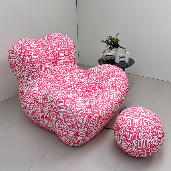 Mother's Embrace Chair - Monogramtryck Rosa - Klar att använda, Ergonomisk komfort, Plyschskumdämpning, Mångsidig ottoman rosa