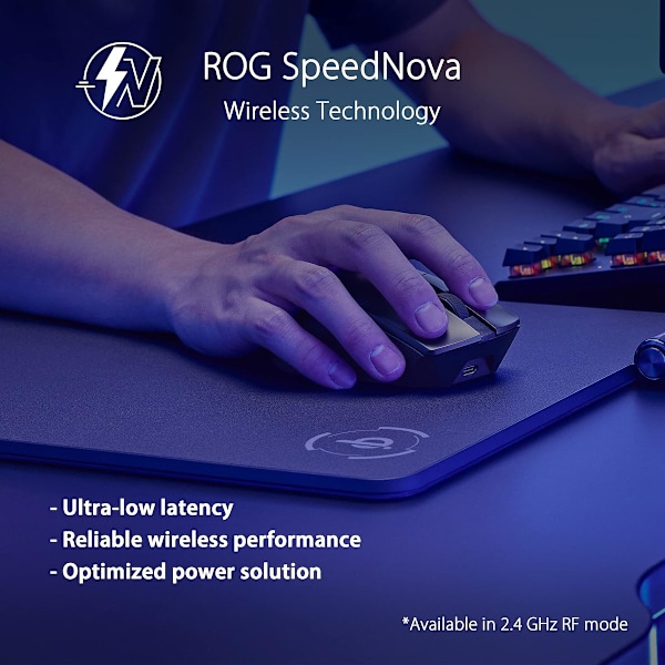 ASUS ROG Gladius III trådlös AimPoint-spelmus, anslutning 36000 DPI-sensor, ROG SpeedNova, utbytbara switchar, Paracord-kabel, svart svart