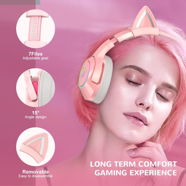 Gaming Headset ONIKUMA K9 7.1 Rosa Over-Ear Trådbundet Headset rosa