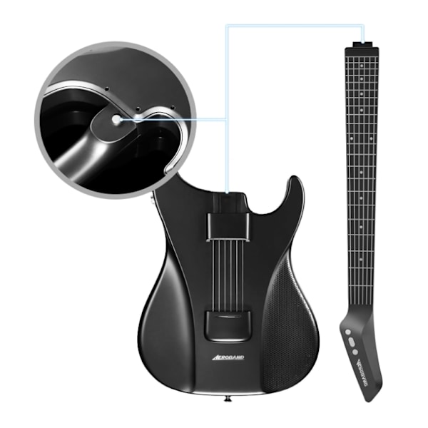 AeroBand AG01 Elgitarr Silikon Material Handvänlig gitarr Avtagbar för nybörjare och nybörjare svart