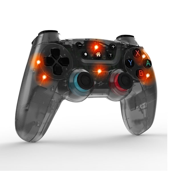 Trådlös gamepad för Switch, Controller, Bluetooth, 7-färgs ljuseffekt svart
