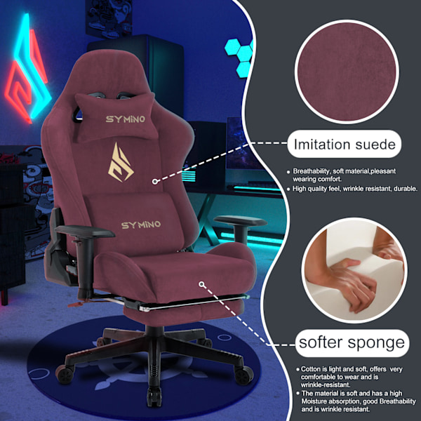 Symino MP Ergonomisk Kontorsstol Racing Seat Design 200 kg Viktbärande Svängbar gamingstol med fotstöd