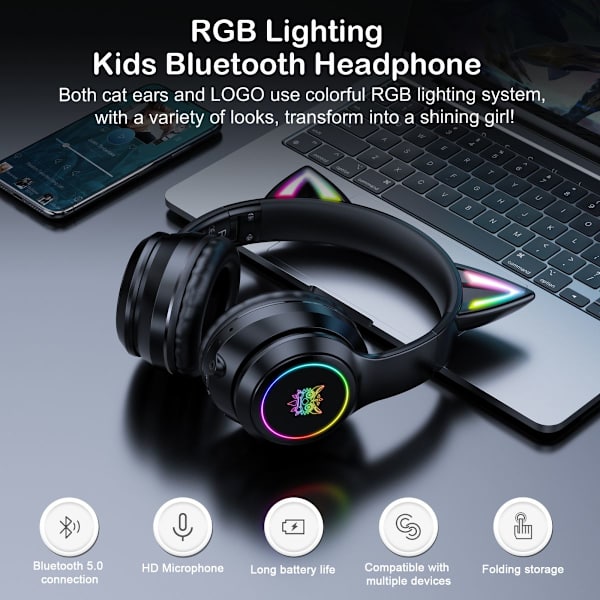 Gaming Headset ONIKUMA B90 Svart Over-Ear TWS Bluetooth Headset svart