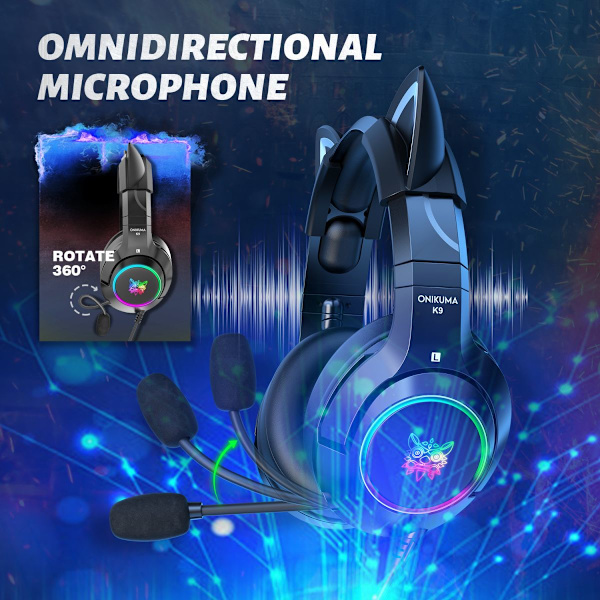 Gaming Headset ONIKUMA K9 3.5 Svart Over-Ear Trådbundet Headset svart
