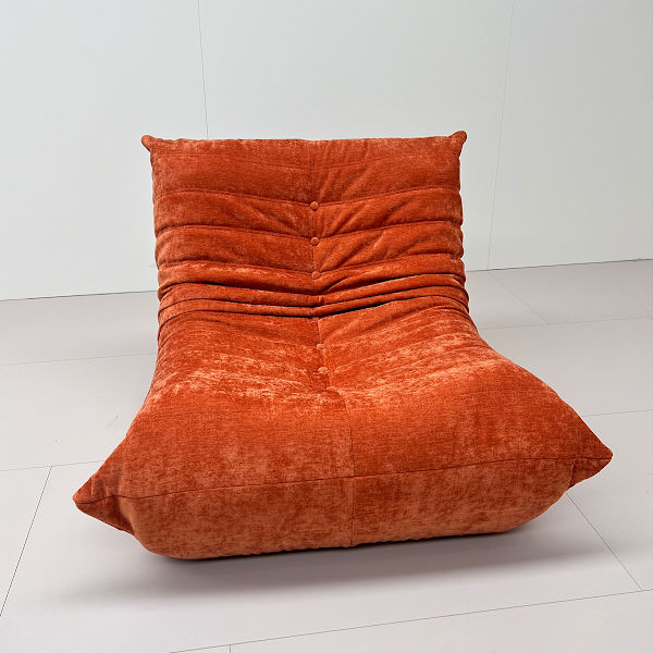 Togo ensitsig soffa - orange - ingen montering, dubbelskikts skum, ergonomisk design, mjuk klädsel orange