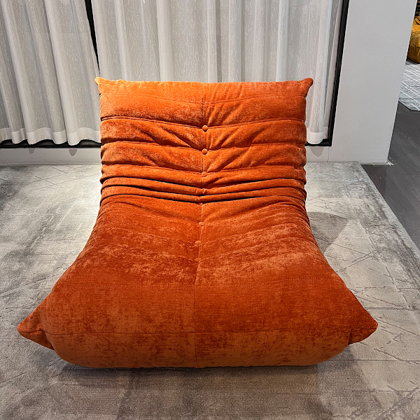 Togo ensitsig soffa - orange - ingen montering, dubbelskikts skum, ergonomisk design, mjuk klädsel orange