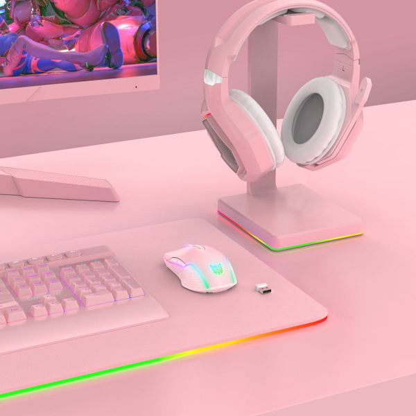 ONIKUMA CW905 Trådlös RGB Rosa Bluetooth USB 3600 DPI Spelmus rosa