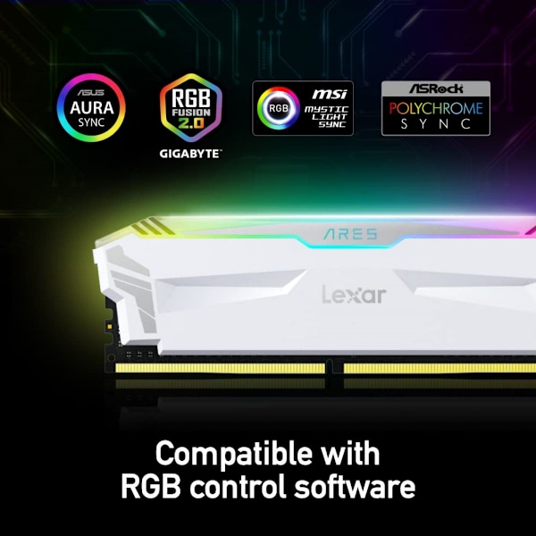 Lexar ARES 32G(16GX2) 6800Mhz Hynix RGB Belyst Dual Memory Stick Kit Vit vit