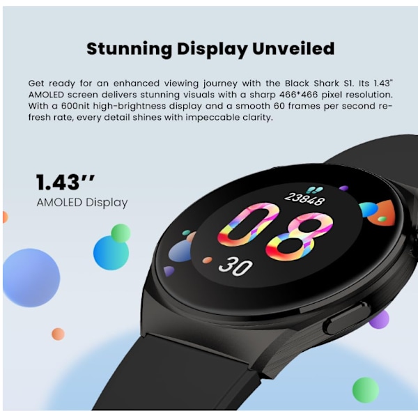 Smartwatch Xiaomi Svart Haj S1 Urtavla Silver 46mm Rem Gummi Smart Klocka silver
