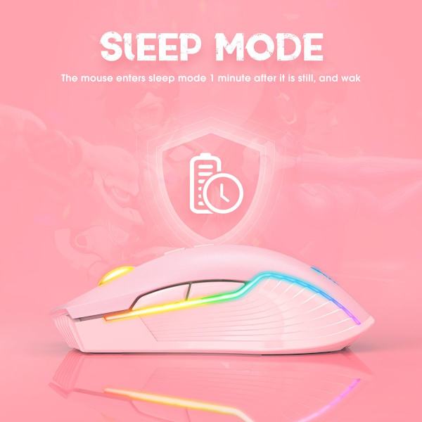 ONIKUMA CW905 Trådlös RGB Rosa Bluetooth USB 3600 DPI Spelmus rosa