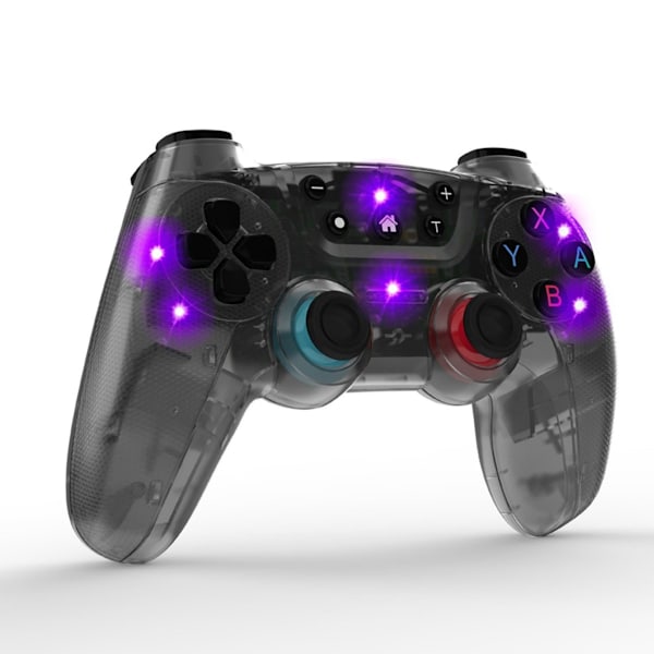 Trådlös gamepad för Switch, Controller, Bluetooth, 7-färgs ljuseffekt svart