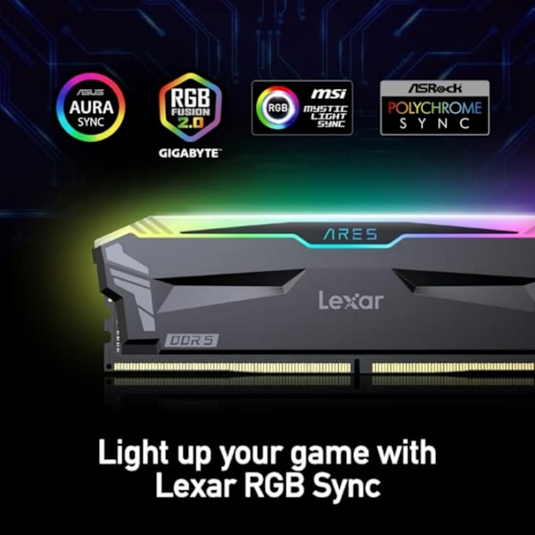 Lexar ARES 16G(8GX2) 3200Mhz Hynix RGB Belyst Dual Memory Stick Kit Svart svart