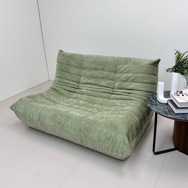Togo Loveseat Sofa - Foliage Green - Ready-to-Use, Ergonomic Comfort, Double-Layer Foam, Premium Soft-Touch Fabric grön
