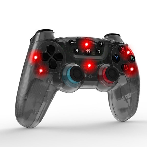 Trådlös gamepad för Switch, Controller, Bluetooth, 7-färgs ljuseffekt svart