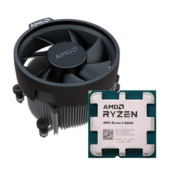 Helt nya AMD Ryzen 5 8600G Tray Processor med kylare svart