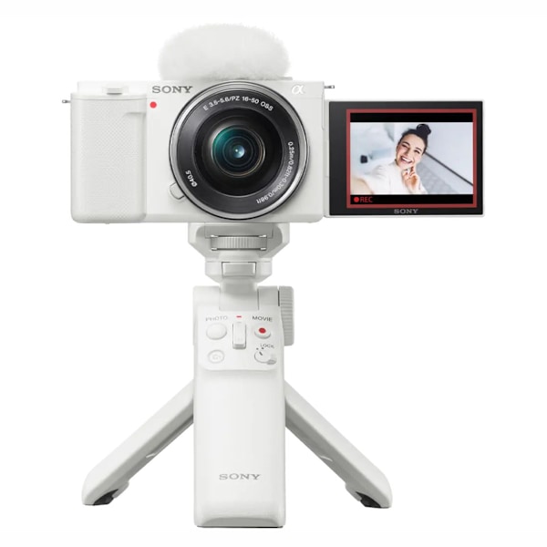 Sony Wireless Bluetooth Shooting Grip and Tripod for still and video, ideal for vlogging (GP-VPT2BT), White vit