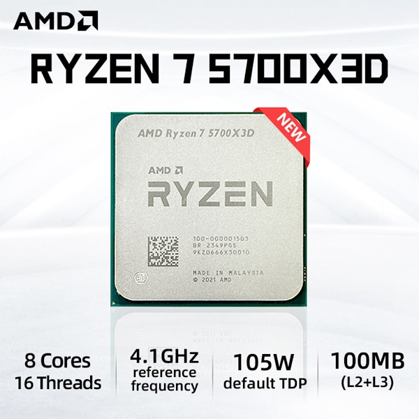 AMD Ryzen 7 5700X3D / 3 GHz processor - förpackad svart