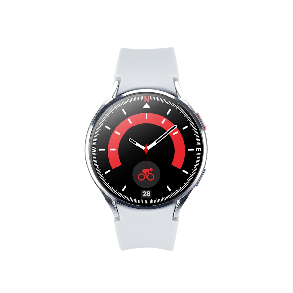 huamei klocka 5 44mm silver urtavla vit gummiband smart klocka silver