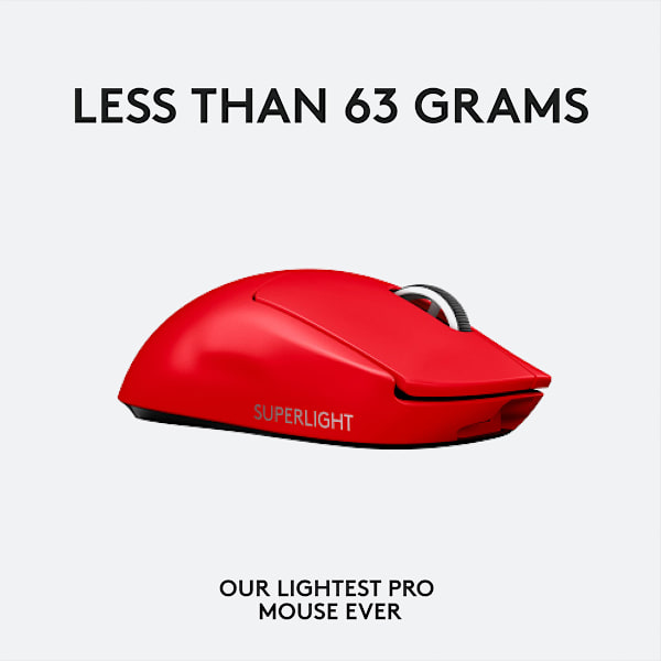 LOGITECH G PRO X RED TRÅDLÖS USB 25600 DPI-spelmus röd