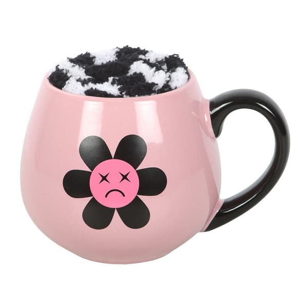 Something Different Ledsen Blomma Mugg och Strumpset One Size Rosa/B Pink/Black One Size