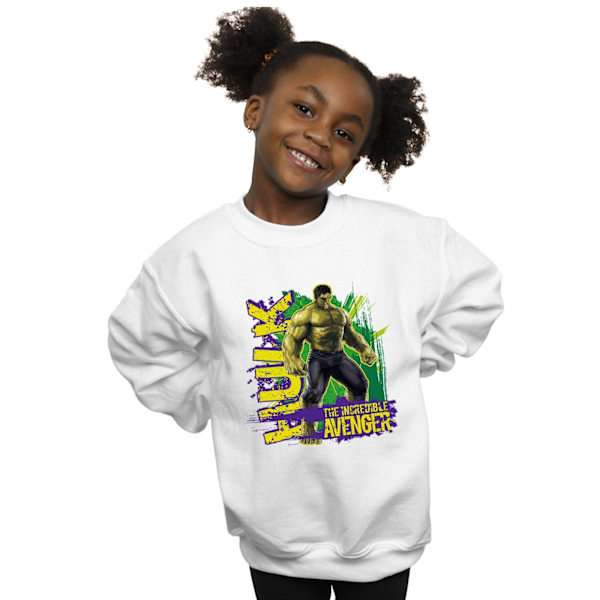 Marvel Girls Avengers Hulk Incredible Avenger Sweatshirt 12-13 White 12-13 Years