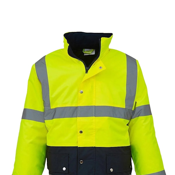 Yoko Unisex Hi-Vis 2 Band Tvåfärgad Jacka XL Hi-Vis Gul/Marinblå Hi-Vis Yellow/Navy XL
