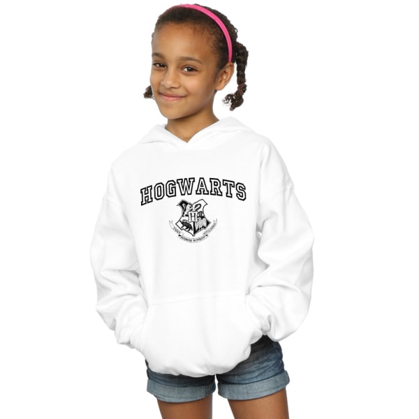 Harry Potter Girls Hogwarts Crest Hoodie 7-8 Years White White 7-8 Years