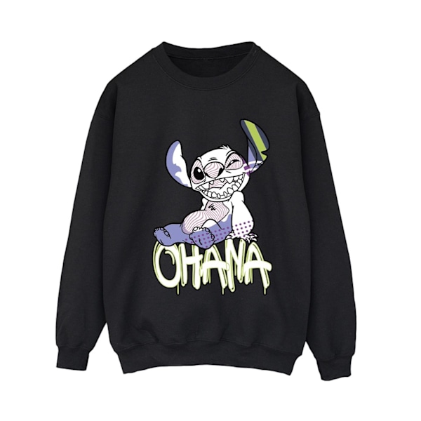 Disney Dam/Kvinnor Lilo Och Stitch Ohana Graffiti Sweatshirt Black L