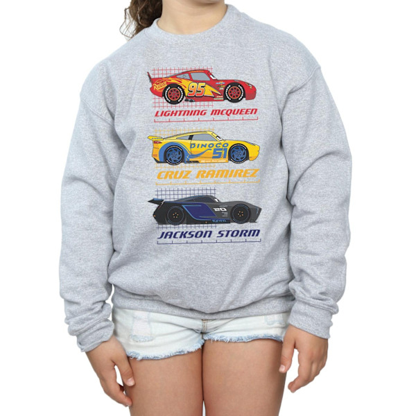 Disney Girls Cars Racer Profile Sweatshirt 12-13 år Sport Grå Sports Grey 12-13 Years