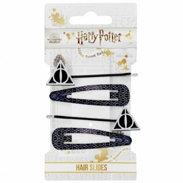 Harry Potter Deathly Hallows hårklämmor (4-pack) One Size Black/Silver One Size