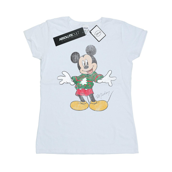 Disney Dam/Kvinnor Musse Pigg Jultröja Bomull T-shirt White S