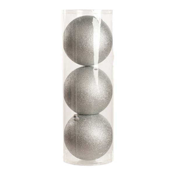 Christmas Shop Glitter Baubles in Trumma (set med 3) One Size Silv Silver One Size