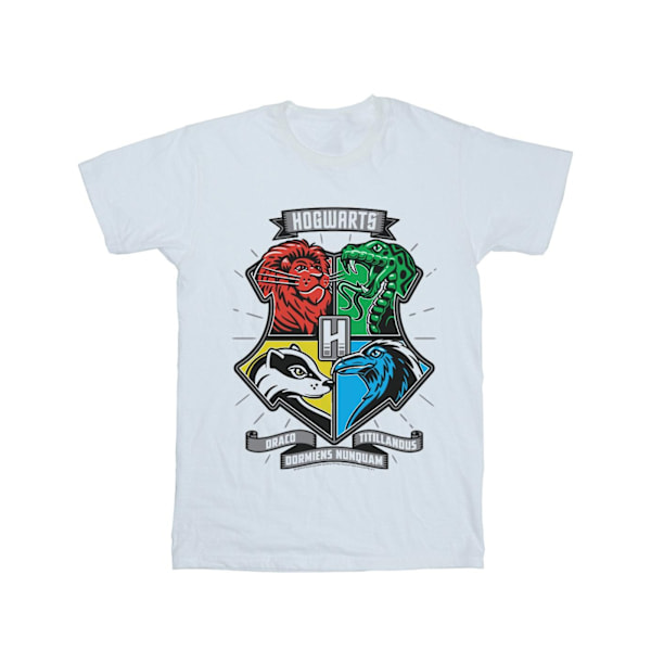 Harry Potter T-shirt i bomull med Hogwarts Toon Crest för flickor 9-11 år White 9-11 Years