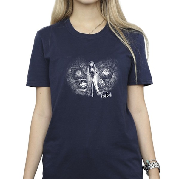 Corpse Bride Dam/Damer Emily Butterfly Bomull Boyfriend T-S Navy Blue 3XL