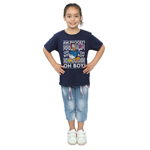 Disney Girls Donald Duck Jul Fair Isle Bomull T-shirt 5-6 Navy Blue 5-6 Years