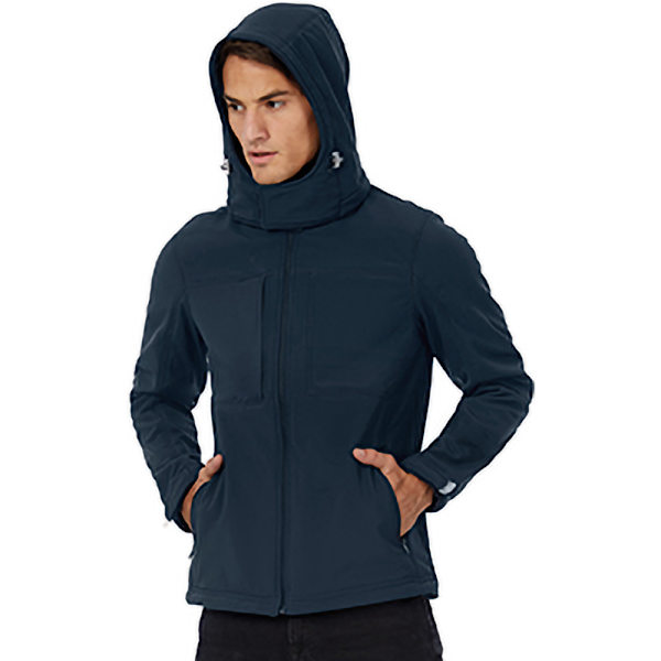 B&C Herr Huvtröja Softshell Andningsbar, Vattentät & Vindtät Ja Navy Blue M