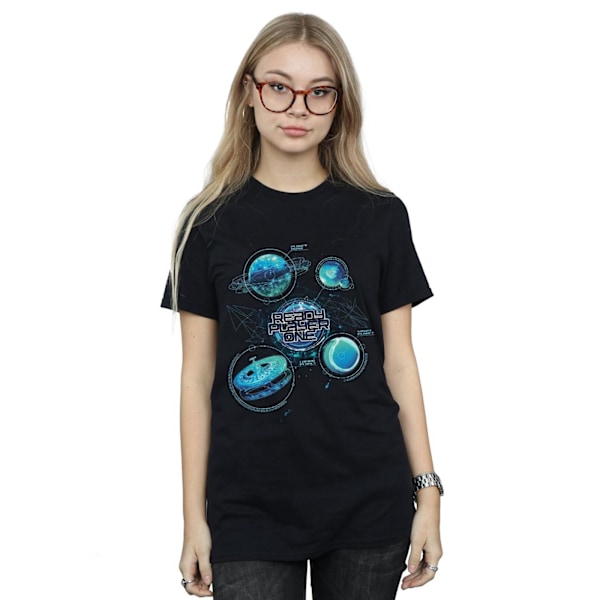 Ready Player One Dam/Damer Universum Karta Bomull Boyfriend T- Black M