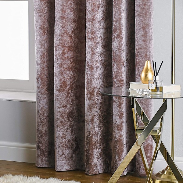 Paoletti Verona Crushed Velvet Eyelet Curtains 66in x 90in Blus Blush 66in x 90in